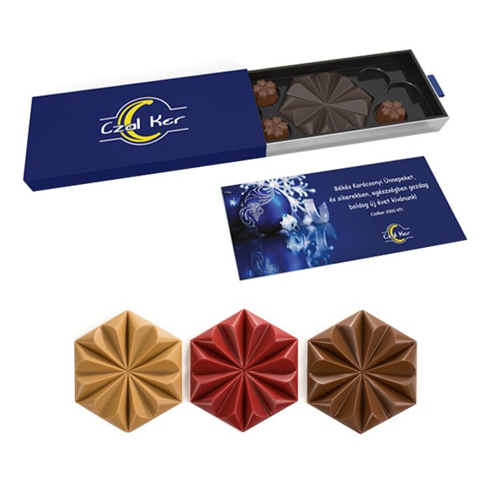 Reklámcsokoládé: Belga gyémánt csokoládé szett díszpapírdobozban