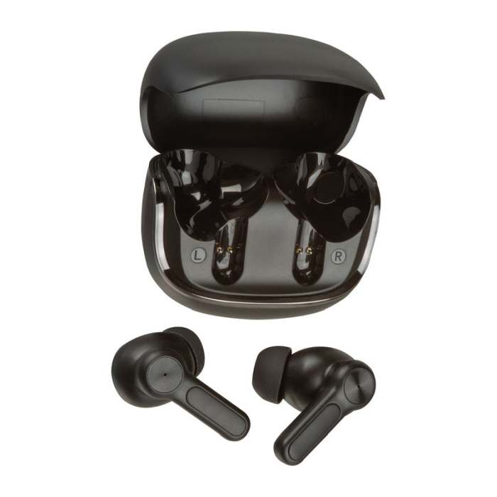 Reklámajándék | Bluetooth fülhallgató töltőtokban, fekete