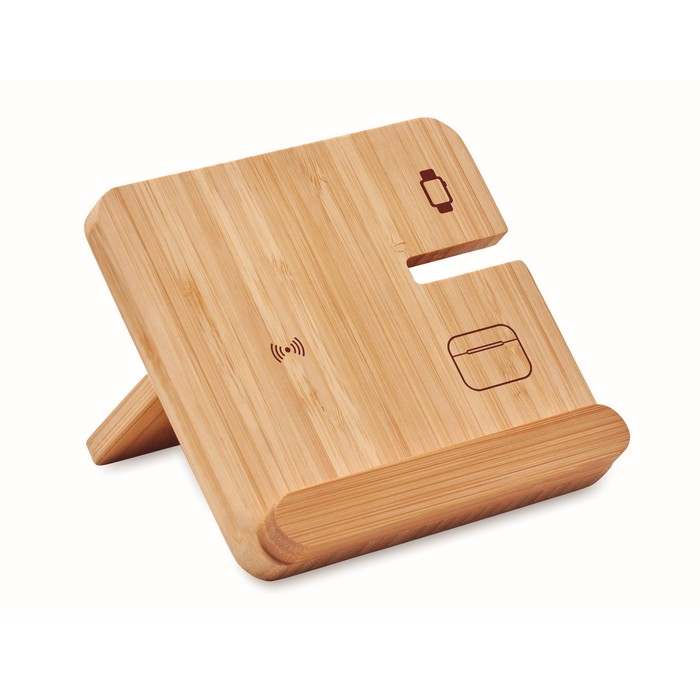 Boogar 3 az 1-ben 15W vez.nélk. töltő, natúr | Reklámajándék, reklámtárgy, céges ajándék, egyedi reklámajándék Reklámajándék | Boogar 3 az 1-ben 15W vez.nélk. töltő, natúr