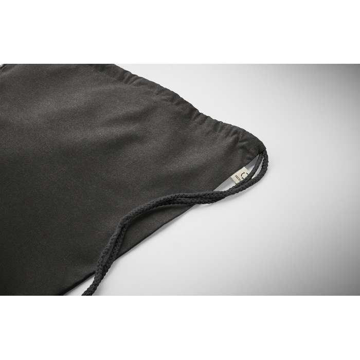 Reklámajándék | Cabetri Colour Újrah. 140g húzózsinóros táska, fekete