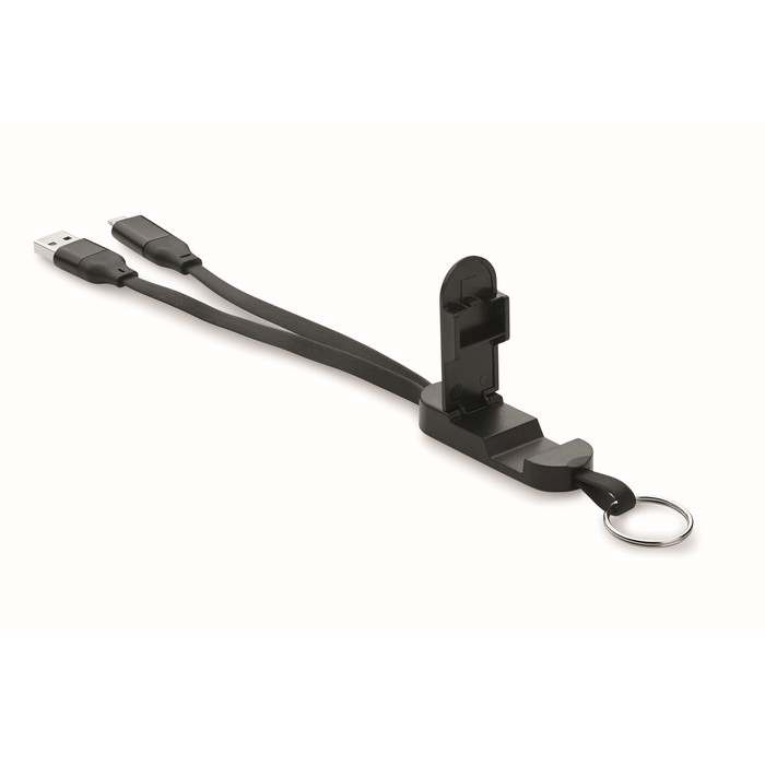 Reklámajándék | Cabo 60W kábel kulcstartó újrah.ABS, fekete