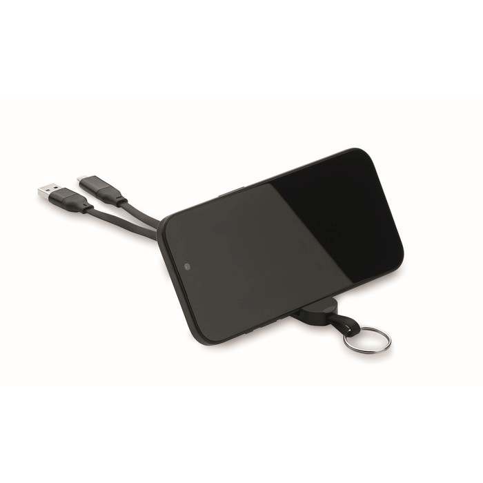 Reklámajándék | Cabo 60W kábel kulcstartó újrah.ABS, fekete