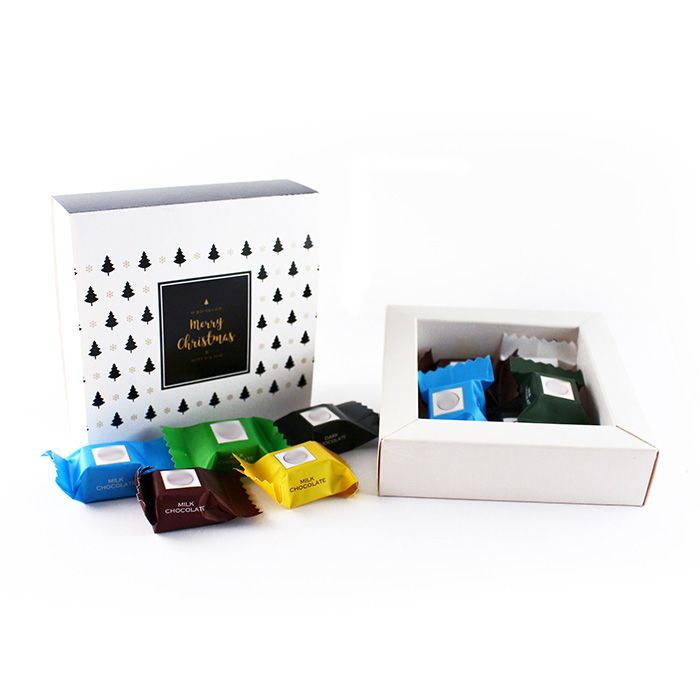 Céges Karácsonyi Ajándék: Csokikockák egyedi papírdobozban, karácsonyra Karácsonyi Céges Ajándék: Csokikockák egyedi papírdobozban, karácsonyra