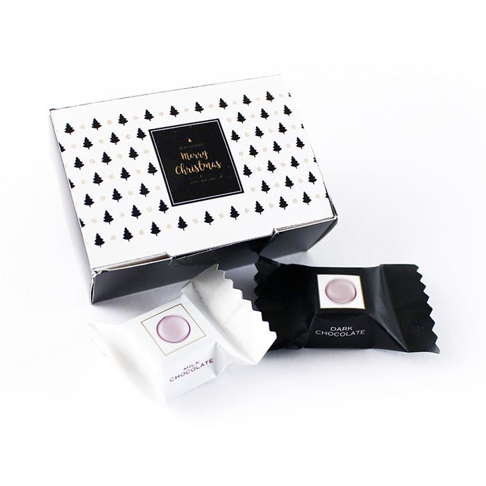 Karácsonyi Céges Ajándék: Csokikockák logózott dobozban, karácsonyra