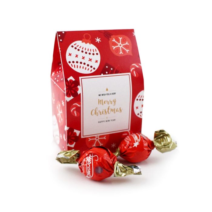 Karácsonyi Céges Ajándék: Csokoládé golyók céglogós dobozban, karácsonyra