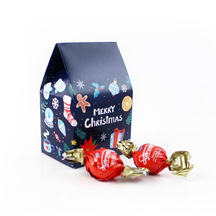 Karácsonyi Céges Ajándék: Csokoládé golyók céglogós dobozban, karácsonyra