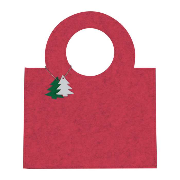 Reklámajándék | Filc táska, fenyőfa kiegészítővel, piros