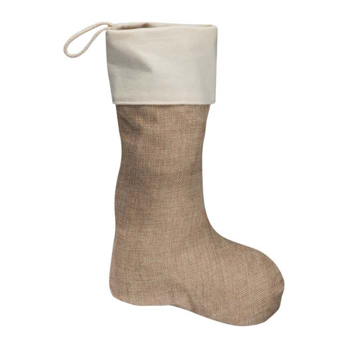 Karácsonyi juta zokni, bézs | Reklámajándék, reklámtárgy, céges ajándék, egyedi reklámajándék Reklámajándék | Karácsonyi juta zokni, bézs