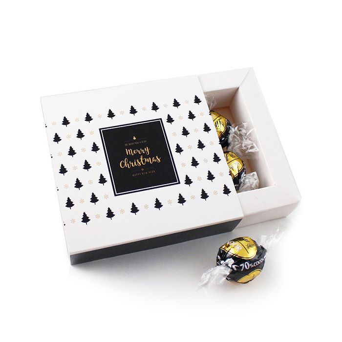 Karácsonyi Céges Ajándék: Lindt csokigolyók egyedi papírdobozban, karácsonyra