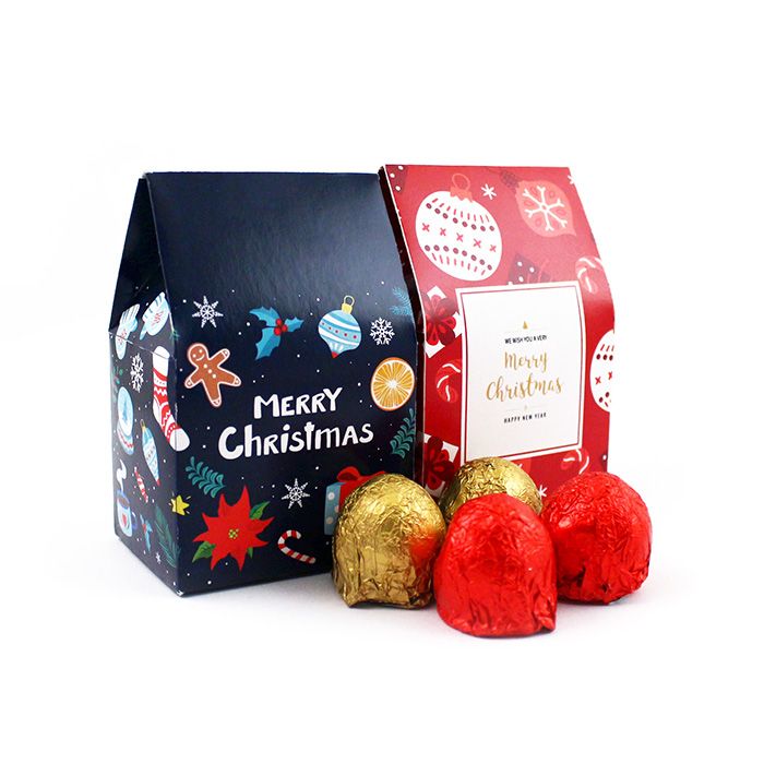 Karácsonyi Céges Ajándék: Marcipán ízű golyó (alkoholos töltelékkel) logózott dobozban, karácsonyra