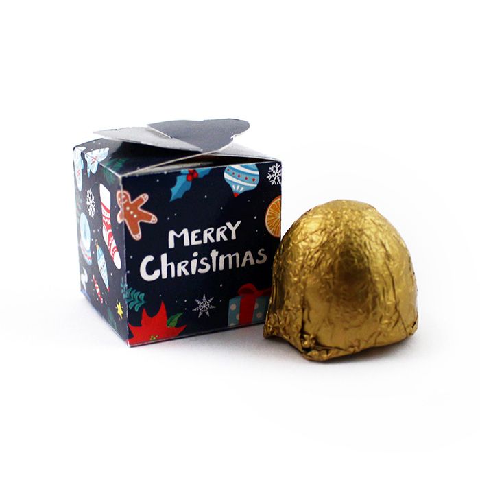 Karácsonyi Céges Ajándék: Marcipán ízű golyó (alkoholos töltelékkel) mini dobozban, karácsony