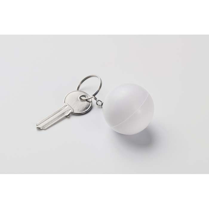 Reklámajándék | Cirkely PU gömb alakú kulcstartó, fehér