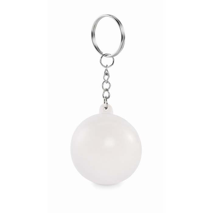 Reklámajándék | Cirkely PU gömb alakú kulcstartó, fehér