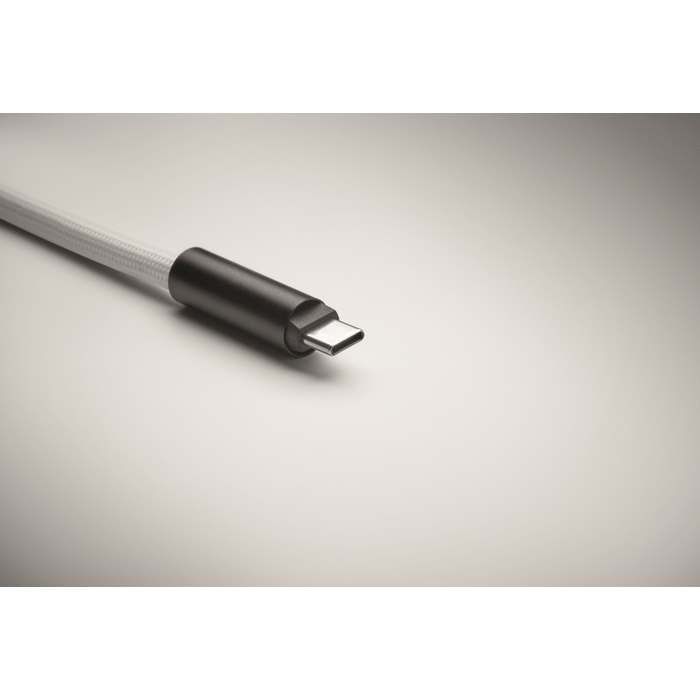 Reklámajándék | Cocharge 60W töltő-/adatkábel nyakpánt, fehér