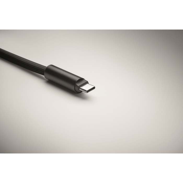 Reklámajándék | Cocharge 60W töltő-/adatkábel nyakpánt, fekete