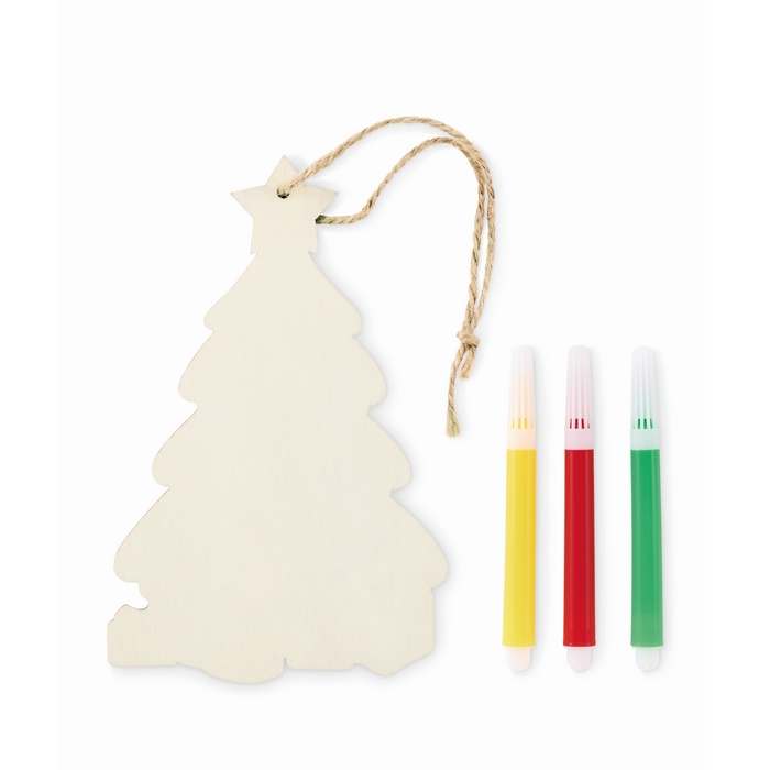 Reklámajándék | Colortree Karácsonyfadísz kifestő szett, natúr