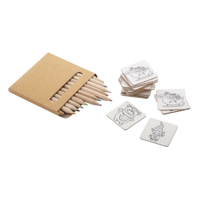 Reklámajándék | Coloxmor színezős karácsonyi memóriajáték, natúr