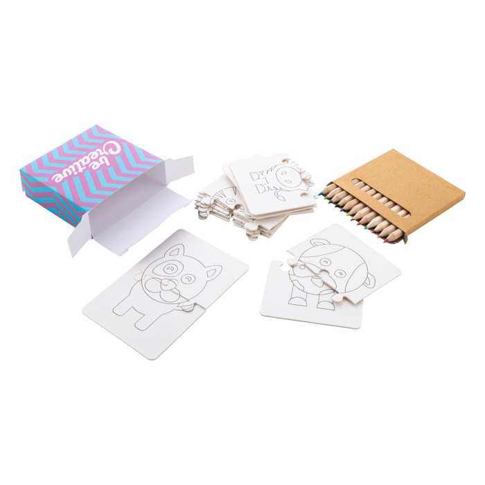 Reklámajándék | Colozzy egyedi színezős puzzle, fehér
