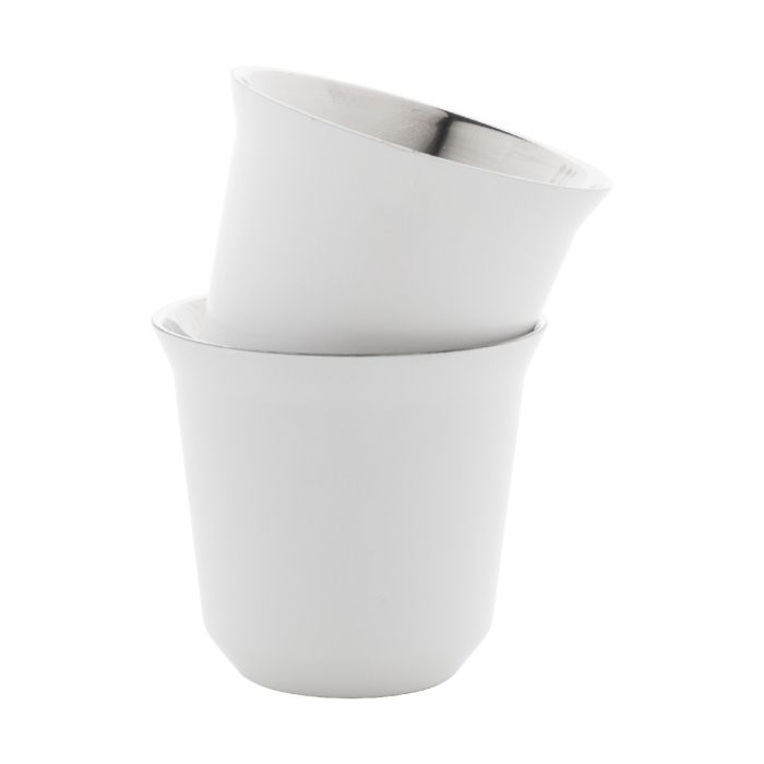 Reklámajándék | Copsul újrahasznosított rozsdamentes acél eszpresszó csésze szett, fehér