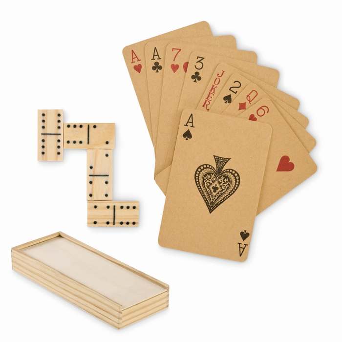 Reklámajándék | Domi&Cards Dominó és kártyakészlet, natúr