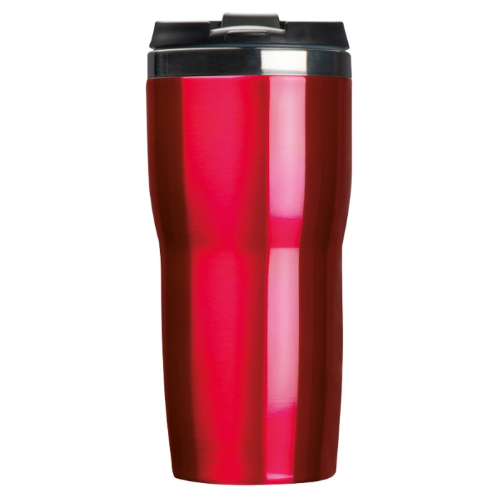 Reklámajándék: Duplafalú rozsdamentes acél reklám termoszbögre, 480 ml, piros