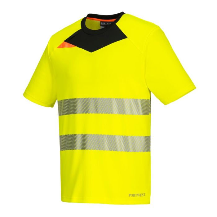 Portwest DX4 Hi-Vis póló S/S, sárga/fekete | Adgift Reklámajándéktól Portwest DX4 Hi-Vis póló S/S, sárga/fekete