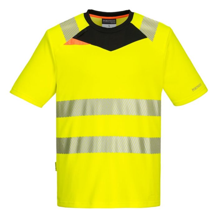 Portwest DX4 Hi-Vis póló S/S, sárga/fekete | Adgift Reklámajándéktól Portwest DX4 Hi-Vis póló S/S, sárga/fekete