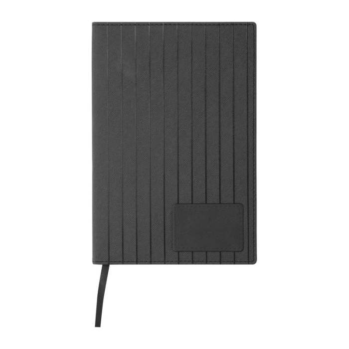 Reklámajándék | A5 PU borítású "Stripes" egyedi jegyzetfüzet, fekete