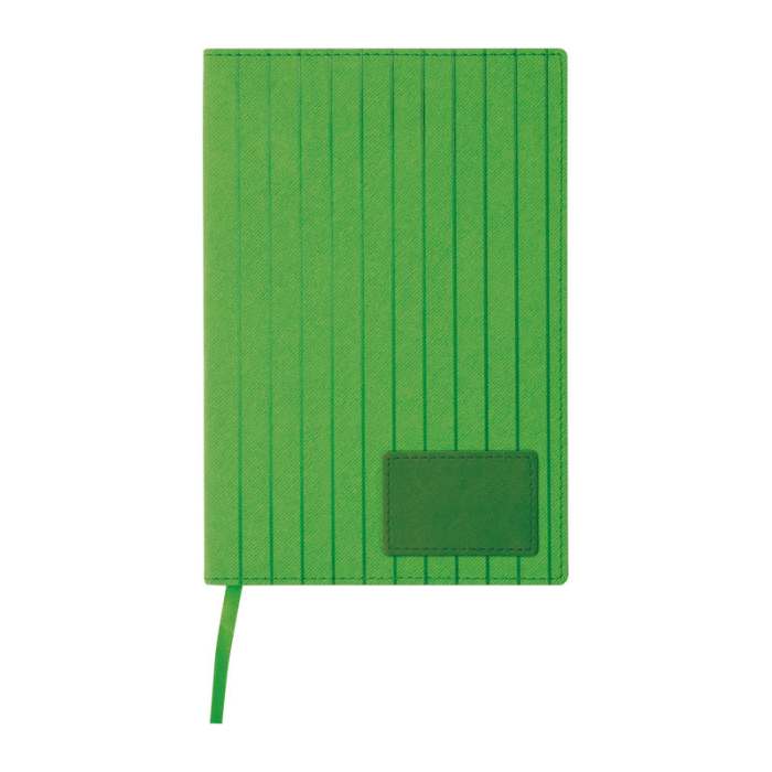 Reklámajándék | A5 PU borítású "Stripes" egyedi jegyzetfüzet, zöld