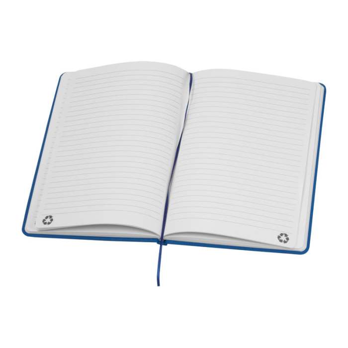 Reklámajándék | A5 újrahasznosított egyedi jegyzetfüzet RPU borítóval, kék