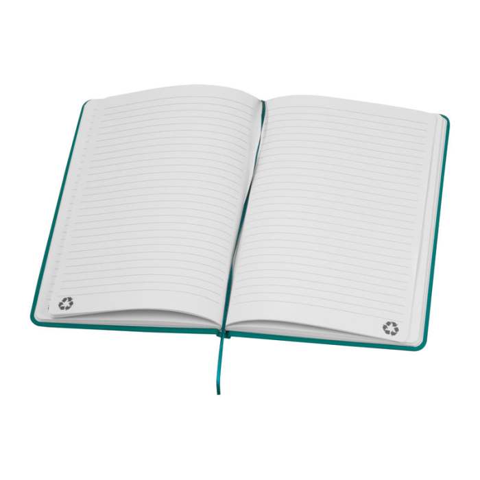 Reklámajándék | A5 újrahasznosított egyedi jegyzetfüzet RPU borítóval, kék