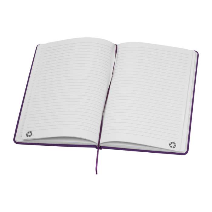 Reklámajándék | A5 újrahasznosított egyedi jegyzetfüzet RPU borítóval, lila
