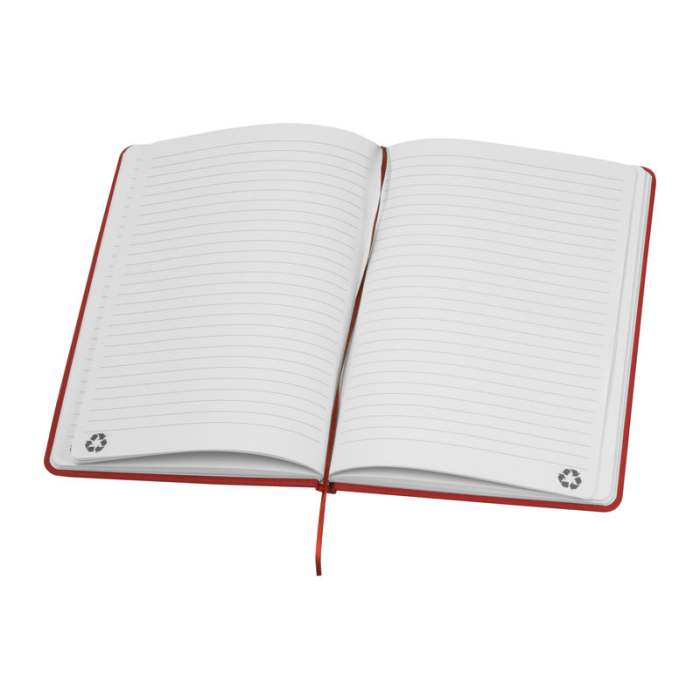 Reklámajándék | A5 újrahasznosított egyedi jegyzetfüzet RPU borítóval, piros