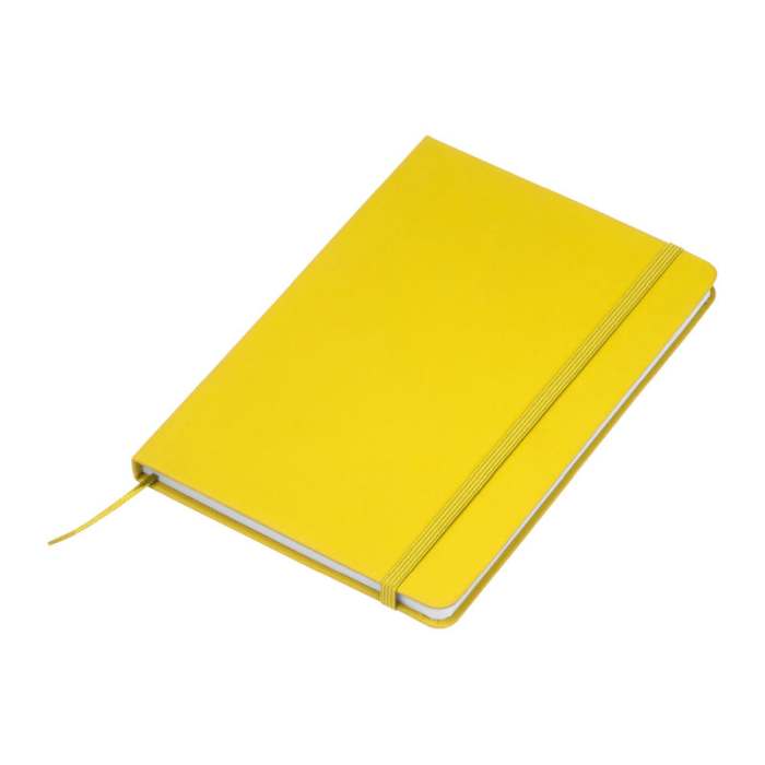 Reklámajándék | A5 újrahasznosított egyedi jegyzetfüzet RPU borítóval, sárga