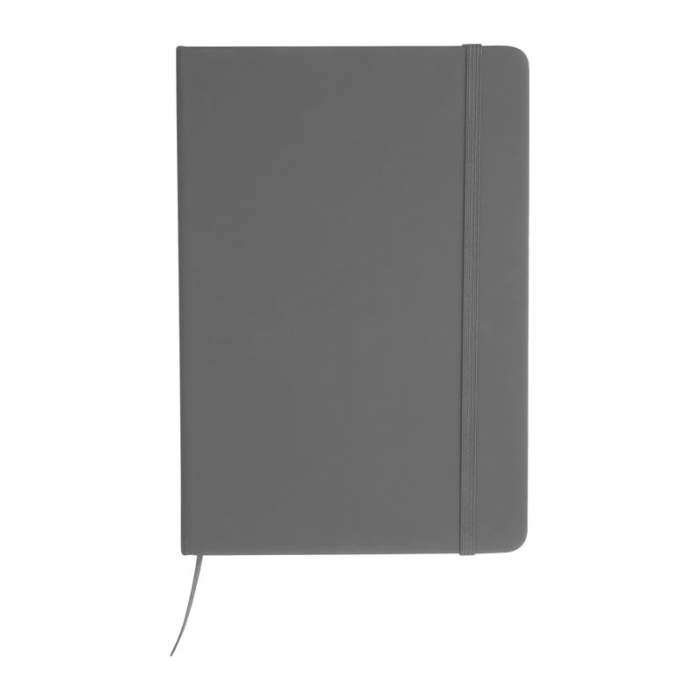 Reklámajándék | A5 újrahasznosított egyedi jegyzetfüzet RPU borítóval, szürke