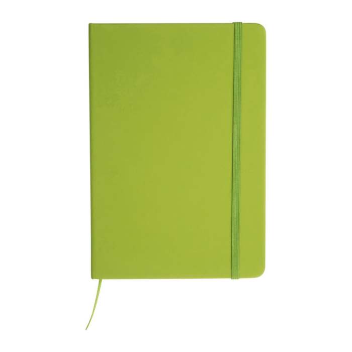A5 újrahasznosított egyedi jegyzetfüzet RPU borítóval, világoszöld | Reklámajándék, reklámtárgy, céges ajándék, egyedi reklámajándék Reklámajándék | A5 újrahasznosított egyedi jegyzetfüzet RPU borítóval, világoszöld