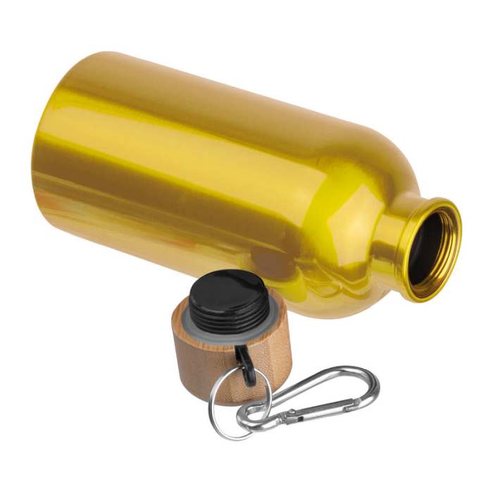 Reklámajándék | Egyedi kulacs karabinerrel, 400ml, sárga