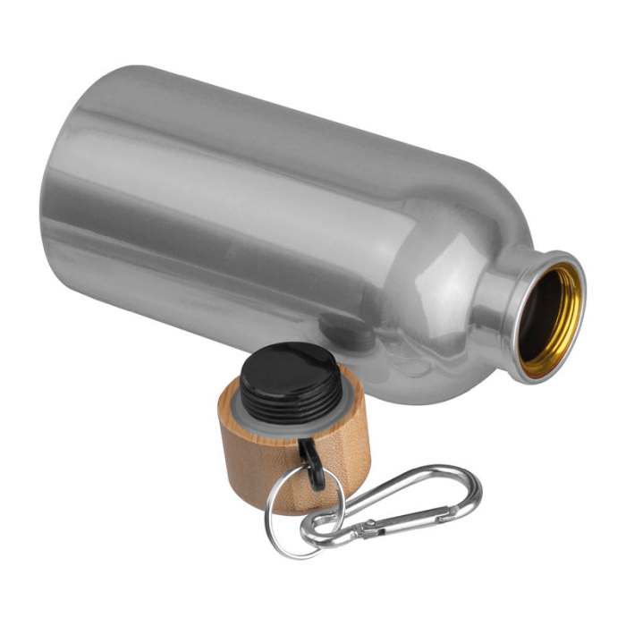 Reklámajándék | Egyedi kulacs karabinerrel, 400ml, szürke