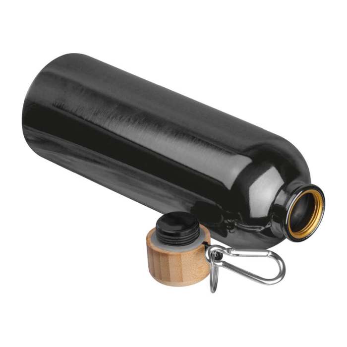 Reklámajándék | Egyedi kulacs karabinerrel, 750ml, fekete