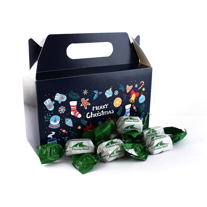 Céges Karácsonyi Ajándék: Egyedi szaloncukor papírdobozban