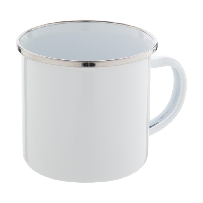Reklámajándék | Enavint zománcozott bögre, fehér, 300 ml