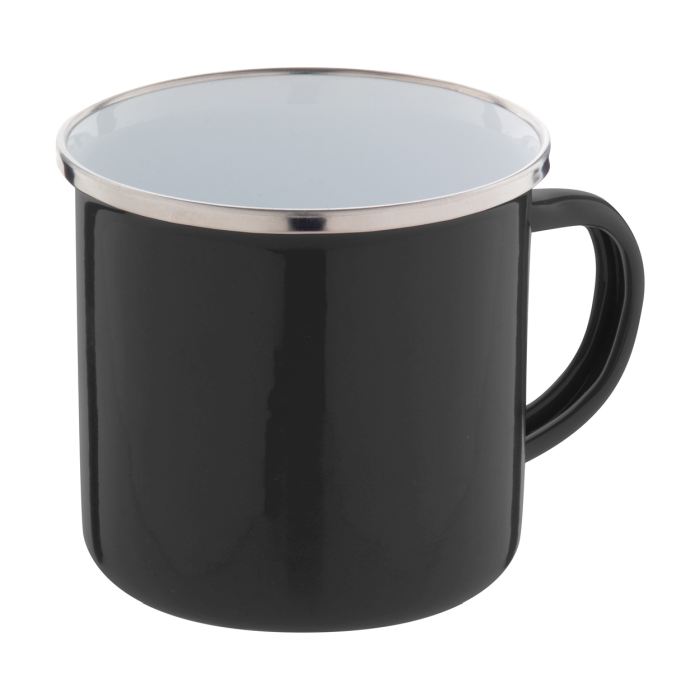 Reklámajándék | Enavint zománcozott bögre, fekete, 300 ml