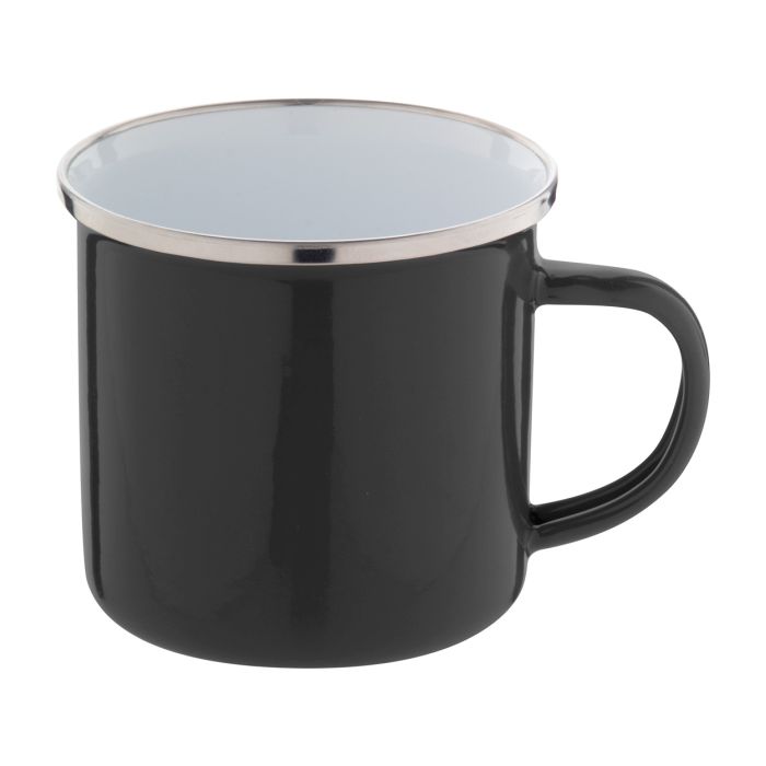 Reklámajándék | Enavint zománcozott bögre, fekete, 300 ml