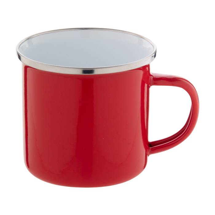 Reklámajándék | Enavint zománcozott bögre, piros, 300 ml