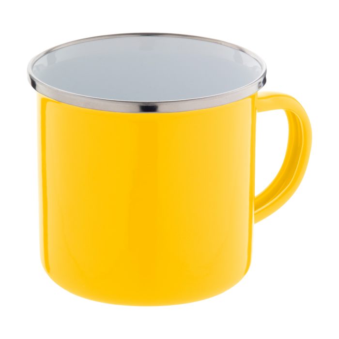 Reklámajándék | Enavint zománcozott bögre, sárga, 300 ml