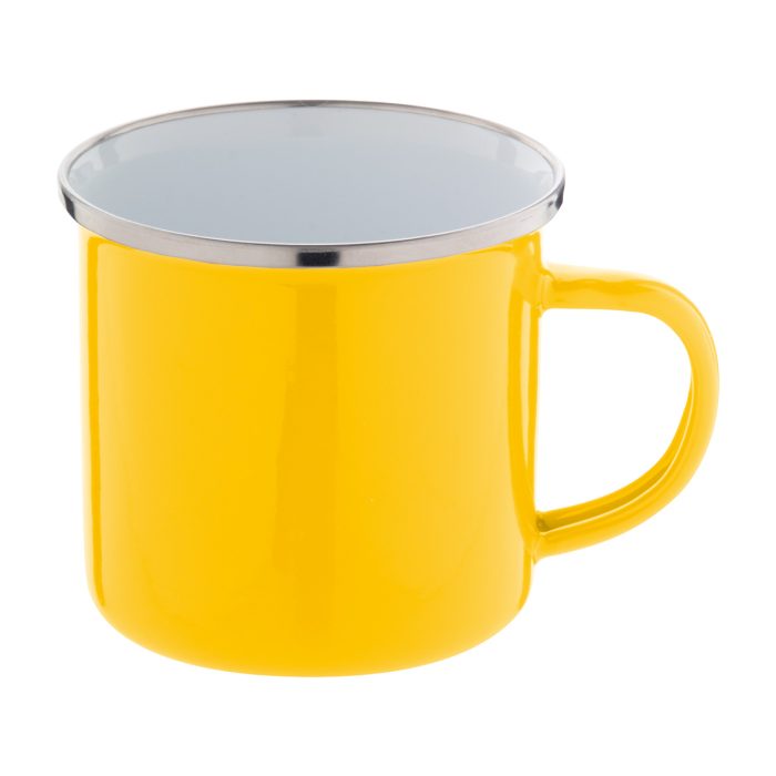 Reklámajándék | Enavint zománcozott bögre, sárga, 300 ml