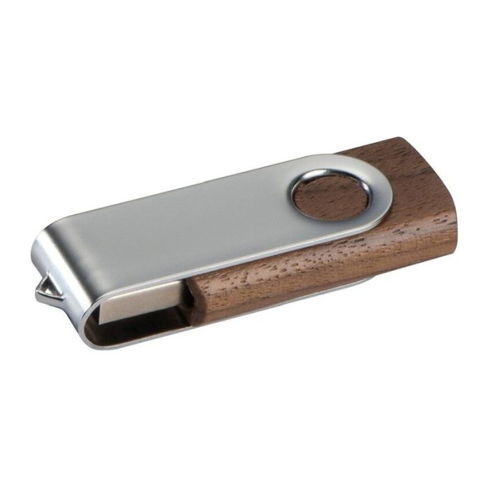 Reklámajándék: Fa pendrive 4 GB, készletről, barna