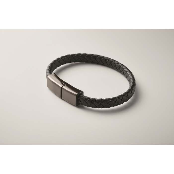 Reklámajándék | Fauleti Charge Fonott karkötő, C típusú kábel, fekete