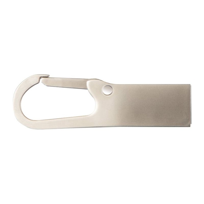 Reklámajándék: Fém pendrive karabinerrel, 4GB, szürke