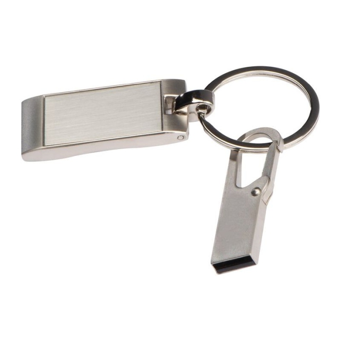 Reklámajándék: Fém pendrive karabinerrel, 4GB, szürke